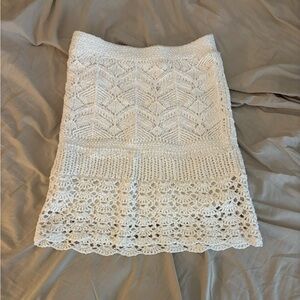 Hollister White Crochet Midi Skirt